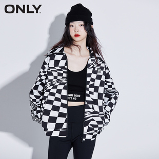 宽松潮流logo波浪棋盘格短外套女 ONLY奥莱夏季