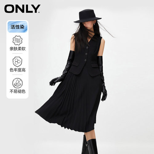 ONLY中长款无袖牛仔连衣裙