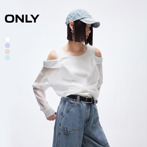 ONLY假两件设计拼接针织衫