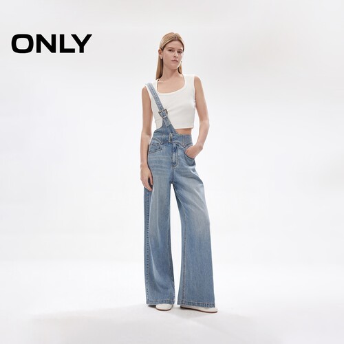 ONLY高腰背带裤牛仔裤仔裤