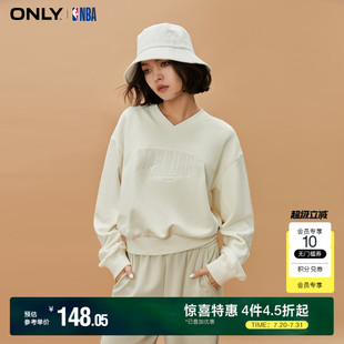 长袖 宽松V领短款 卫衣女 时尚 ONLY奥莱NBA联名款