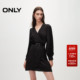 短裙连衣裙女 长袖 ONLY奥莱 秋冬通勤V领收腰泡泡袖
