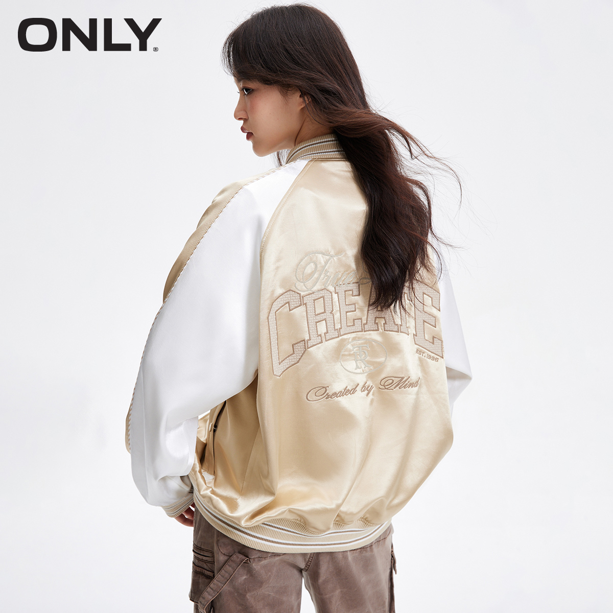 ONLY插肩袖宽松棒球服外套