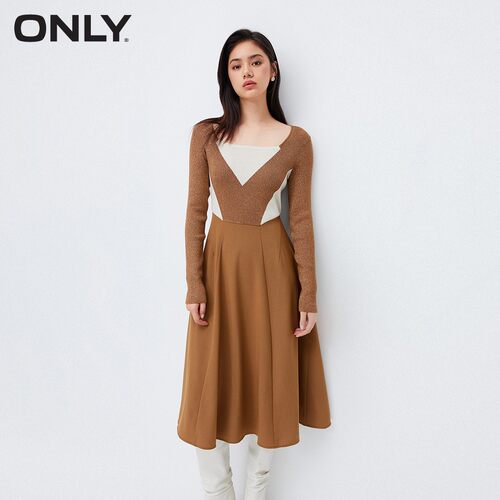 ONLY中长款A字收腰针织连衣裙