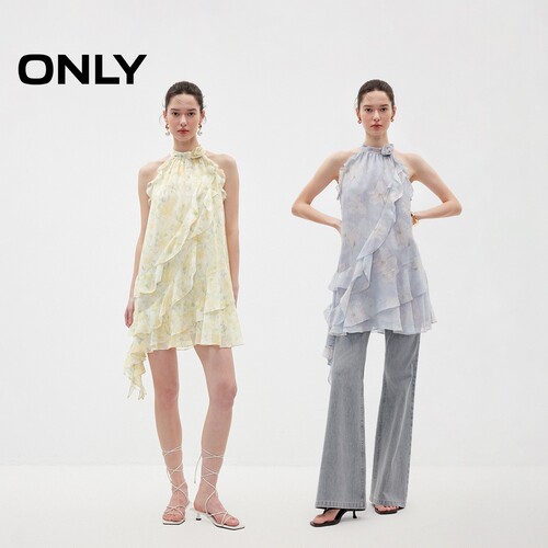 ONLY荷叶边插肩无袖裙子连衣裙女