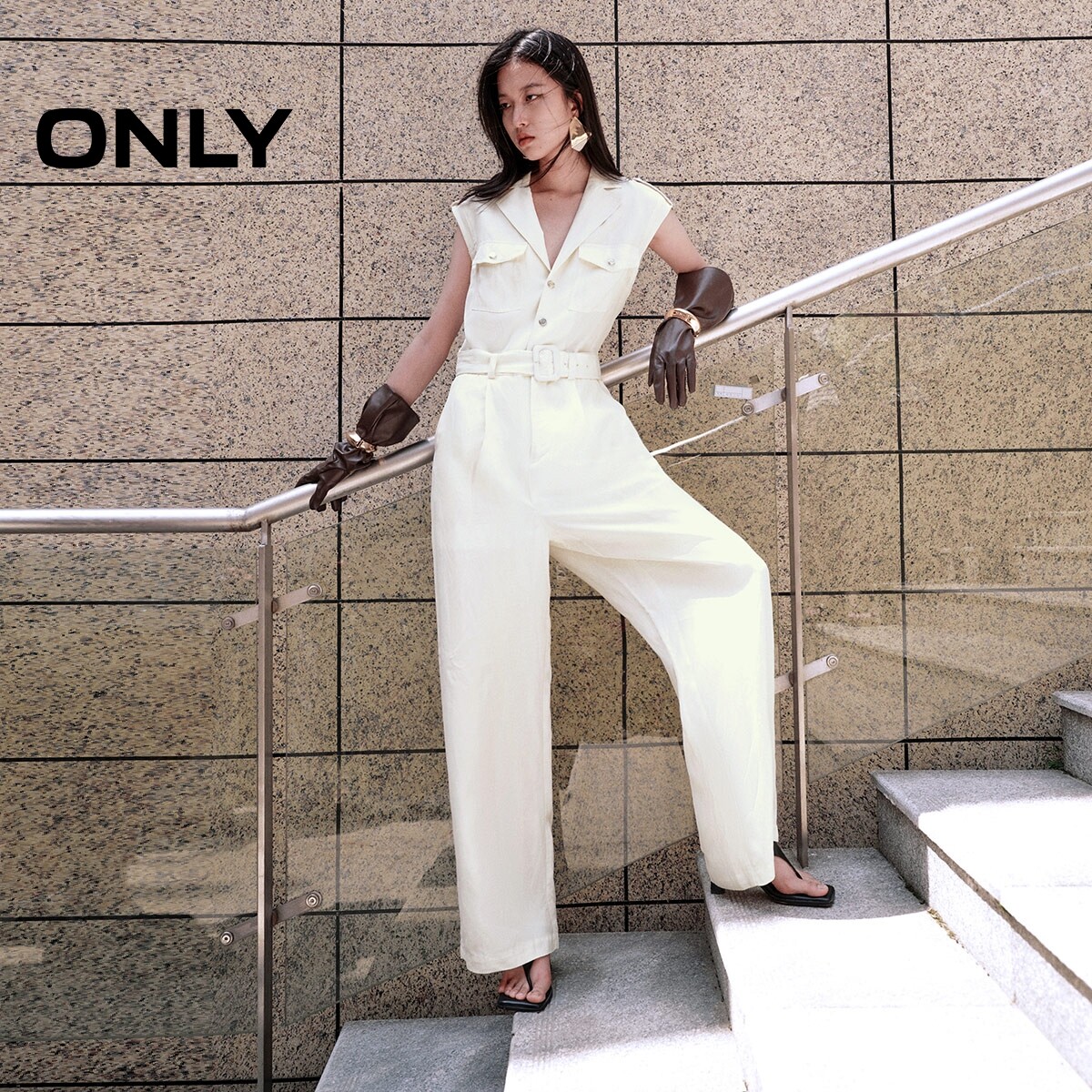 【ONLY奥莱】夏季新款时尚百搭无袖高腰连体长裤休闲裤女