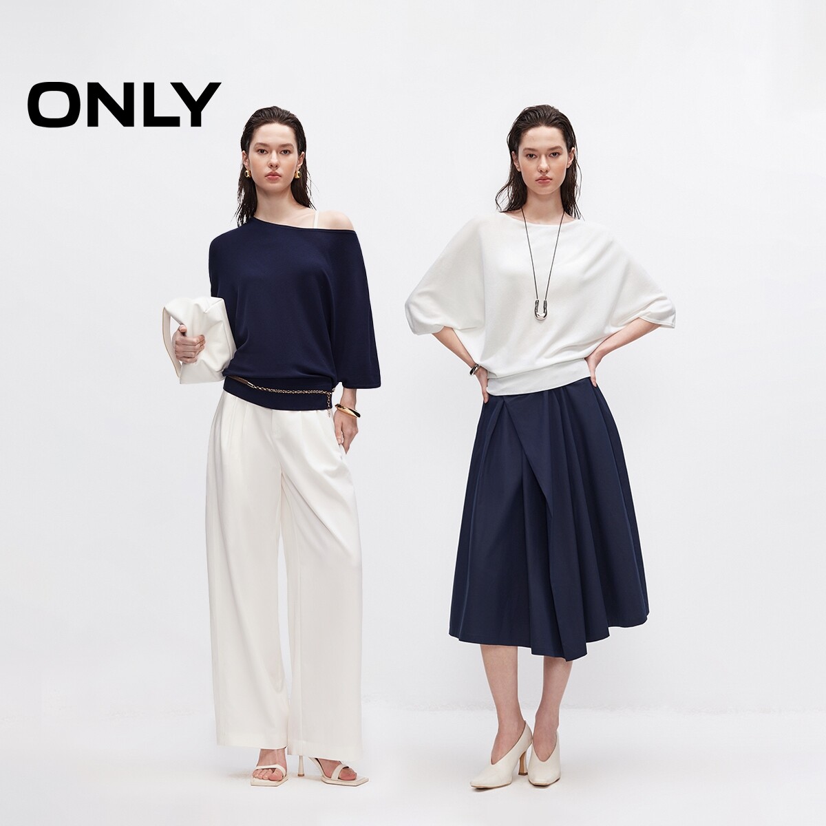 ONLY慵懒风含莱赛尔一字肩针织衫