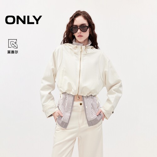 ONLY下摆抽绳落肩连帽外套