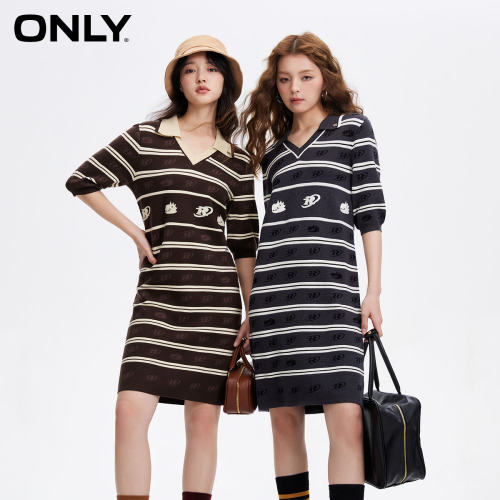 ONLY字母刺绣短款针织连衣裙