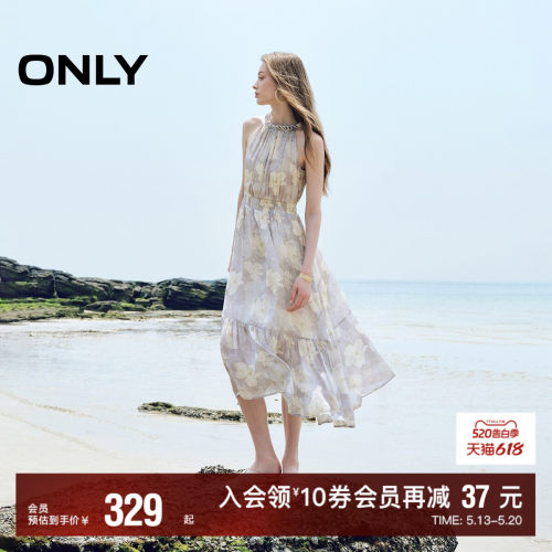 ONLY浪漫A字无袖长裙连衣裙