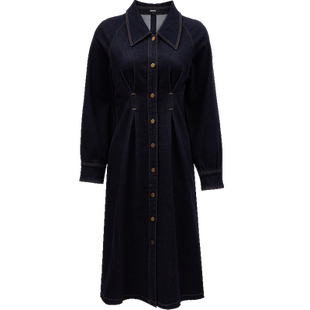 【ONLY奥莱】春季新款通勤气质翻领长袖中长裙牛仔连衣裙女