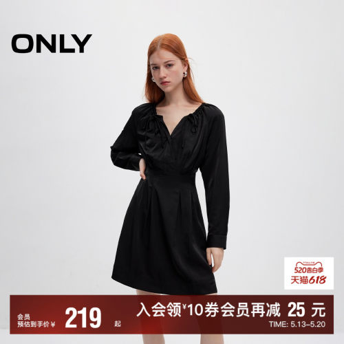 ONLY百搭抽绳A字收腰短裙连衣裙