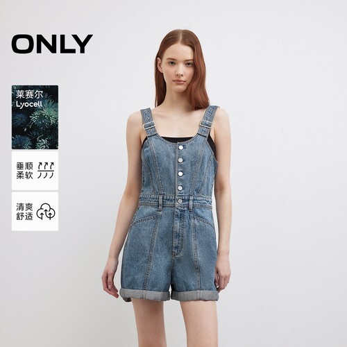 ONLY显瘦背带短裤牛仔裤