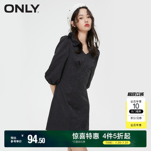 收腰连衣裙女 ONLY奥莱 夏季 甜美蝴蝶结印花七分袖