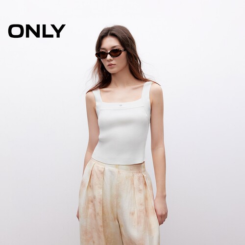 ONLY纯色方领显瘦吊带针织背心