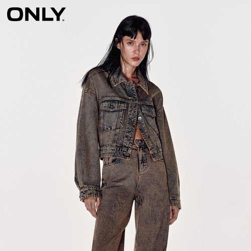 ONLY短款翻领牛仔短外套