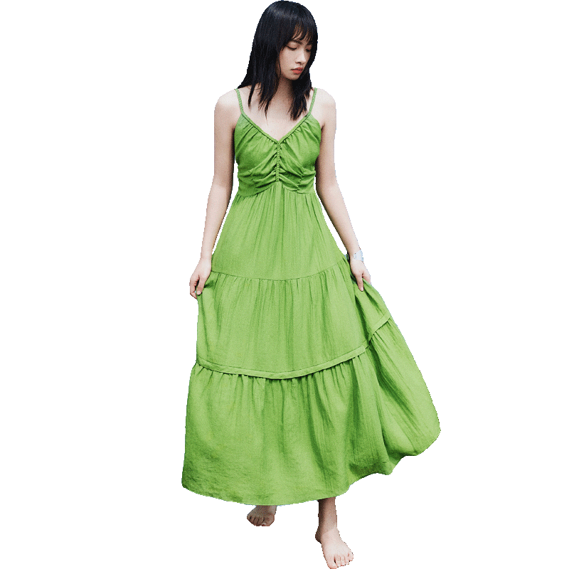 【ONLY奥莱】夏季新款度假印花吊带仙女裙中长款连衣裙女