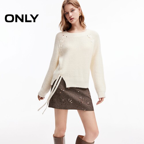 ONLY松弛风手工蝶结装饰针织衫女