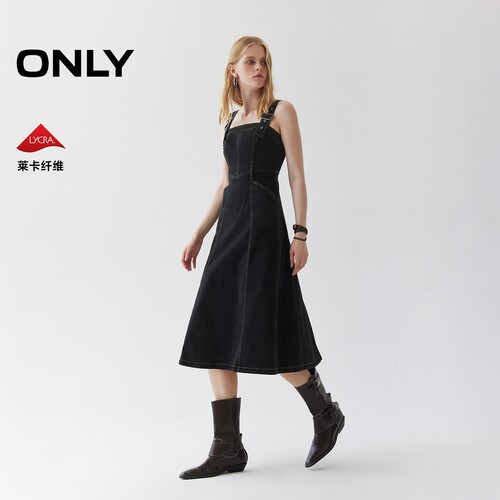 ONLY可调节宽肩带牛仔裙连衣裙