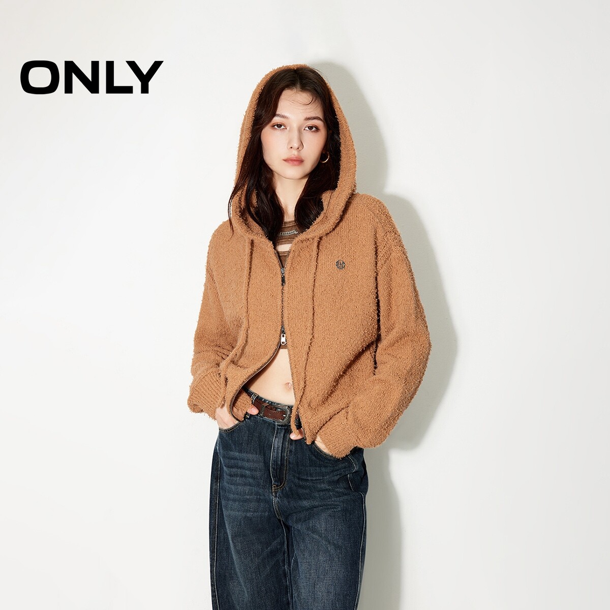 ONLY含羊毛连帽长袖针织衫