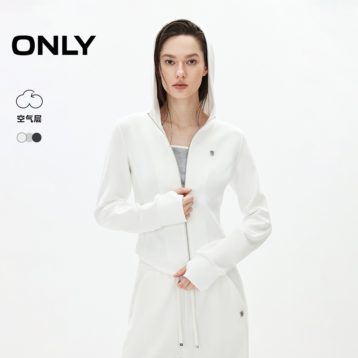 ONLY立裁上衣修身款插肩连帽卫衣