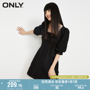 A字牛仔连衣裙女 收腰方领短款 时尚 ONLY奥莱夏季