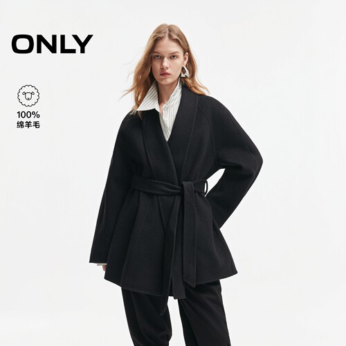ONLY100%绵羊毛慵懒松弛毛呢大衣