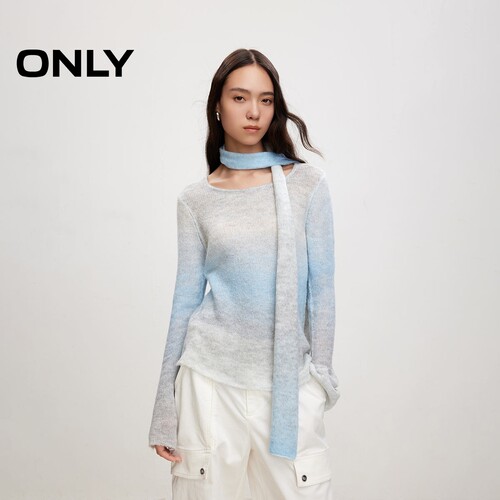 ONLY渐变喇叭袖毛衣针织衫