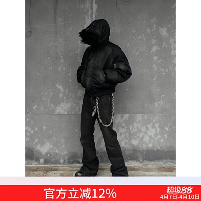 Grailz美式做旧泥染飞行棉服外套