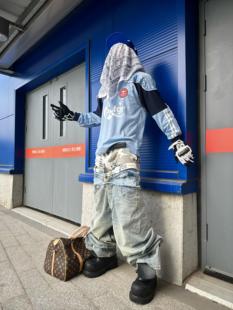 冰球衣美式 GR盔甲垫肩拼接刺绣字母印花长袖 卫衣 PROJECT GRAILZ