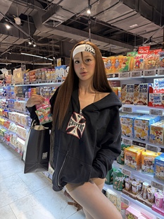 West Coast Choppers铁十字ERD风水洗做旧拉链连帽衫卫衣休闲外套