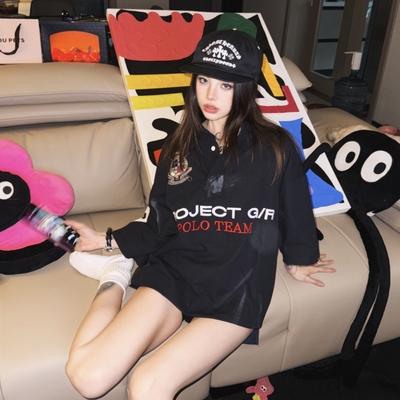 GRAILZ脏染刺绣POLO衫做旧短袖