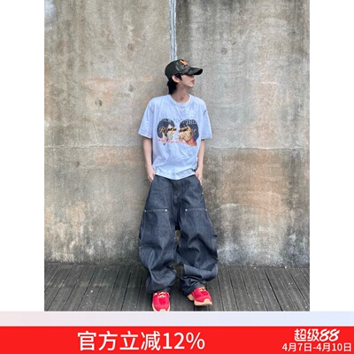 GRAILZ人像印花做旧美式休闲短袖