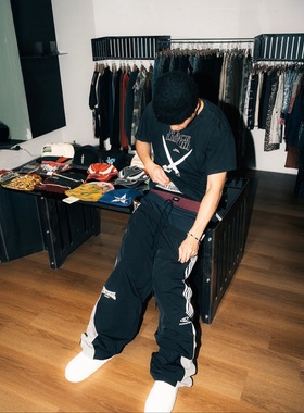 Protocol Index水洗做旧刀割磨破黑旗乐队剪刀手短袖美式休闲T恤