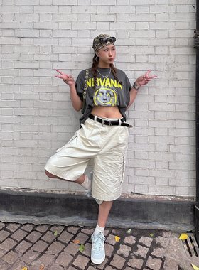 Epidemic小众潮牌柯本涅槃乐队笑脸水洗做旧短袖夏季美式休闲T恤