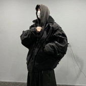 Broken Moon自主巴黎风Bomber高街水洗做旧破坏连帽保暖棉服外套