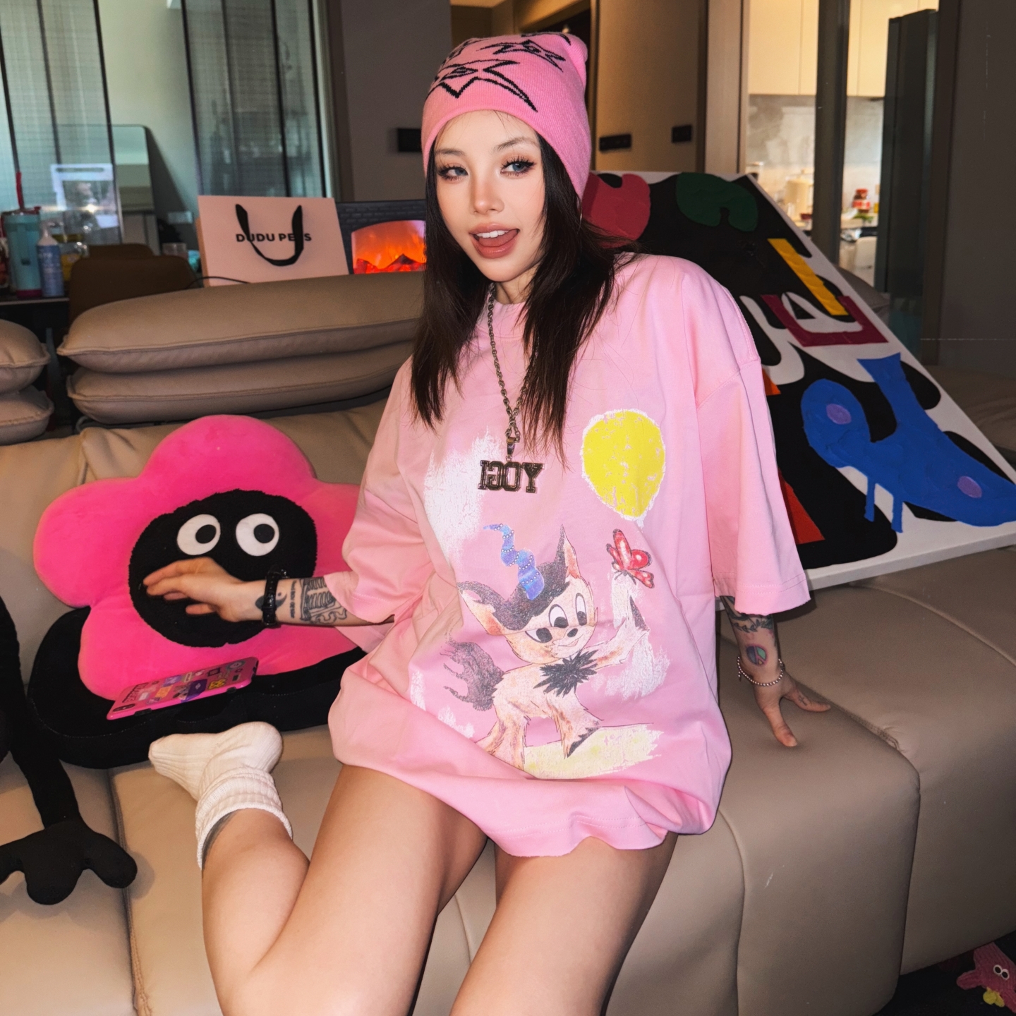 WE11DONE手绘小怪兽美式休闲短袖