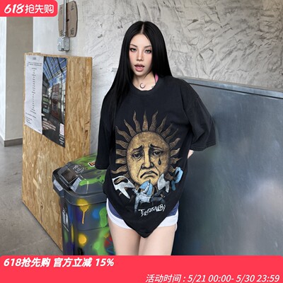 PINKFLOYD美式复古休闲做旧短袖