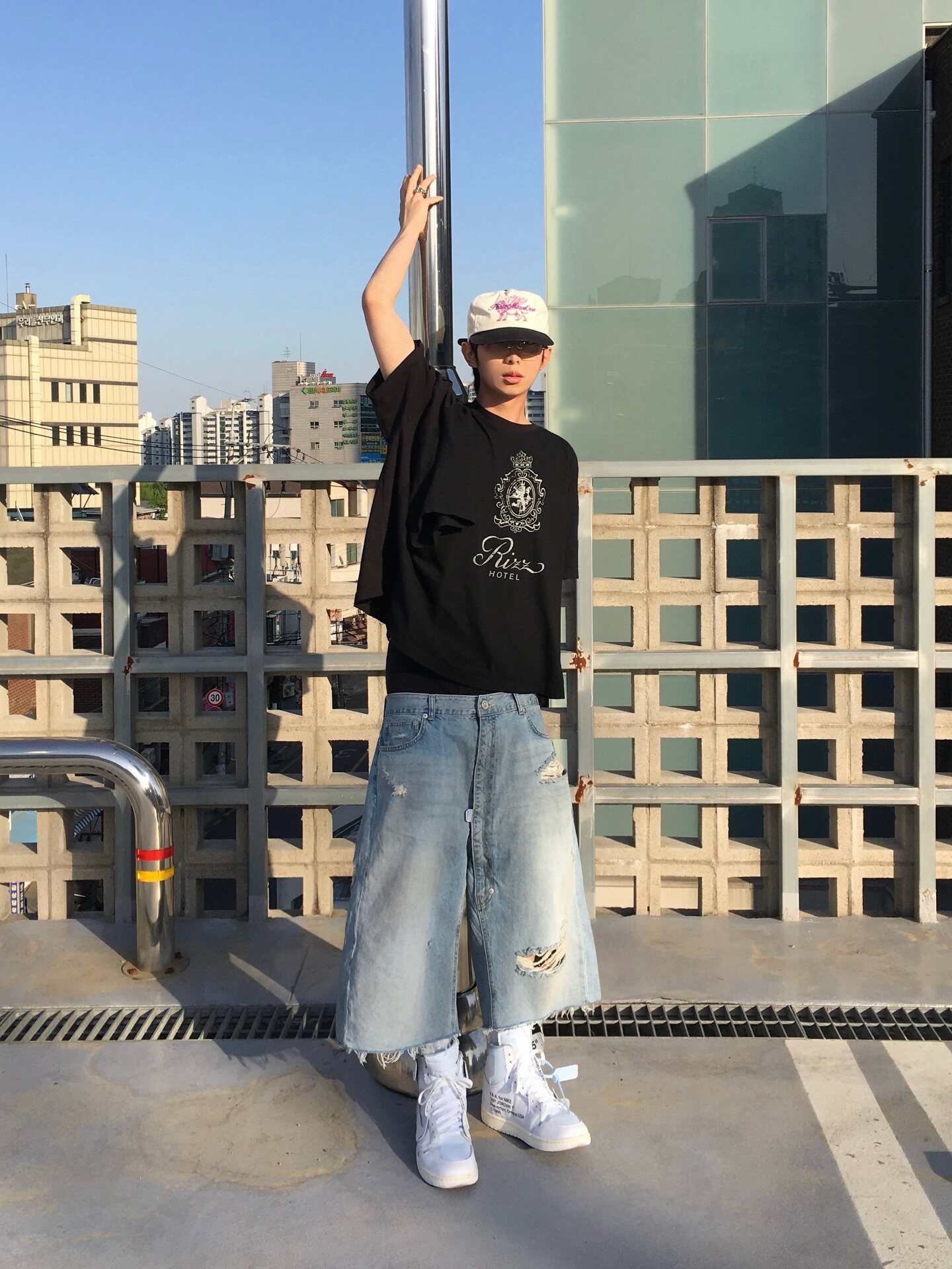 Protocolindex四袖拼接美式短袖