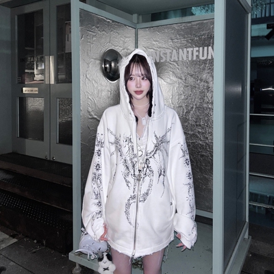 ThugClub做旧连帽开衫外套