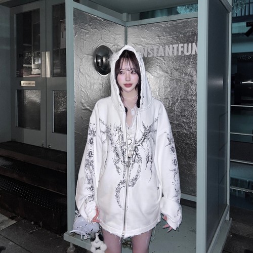 ThugClub做旧连帽开衫外套