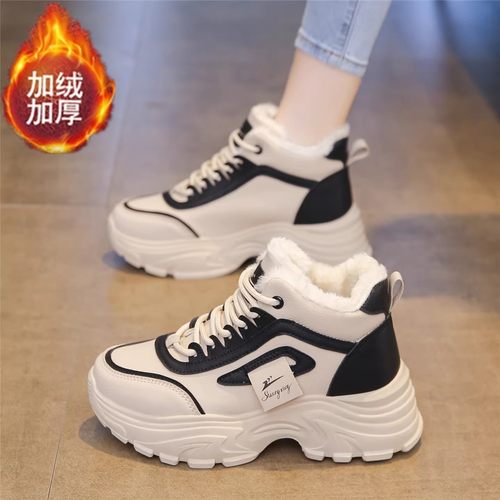 冬季加绒老爹鞋女厚底百搭保暖鞋