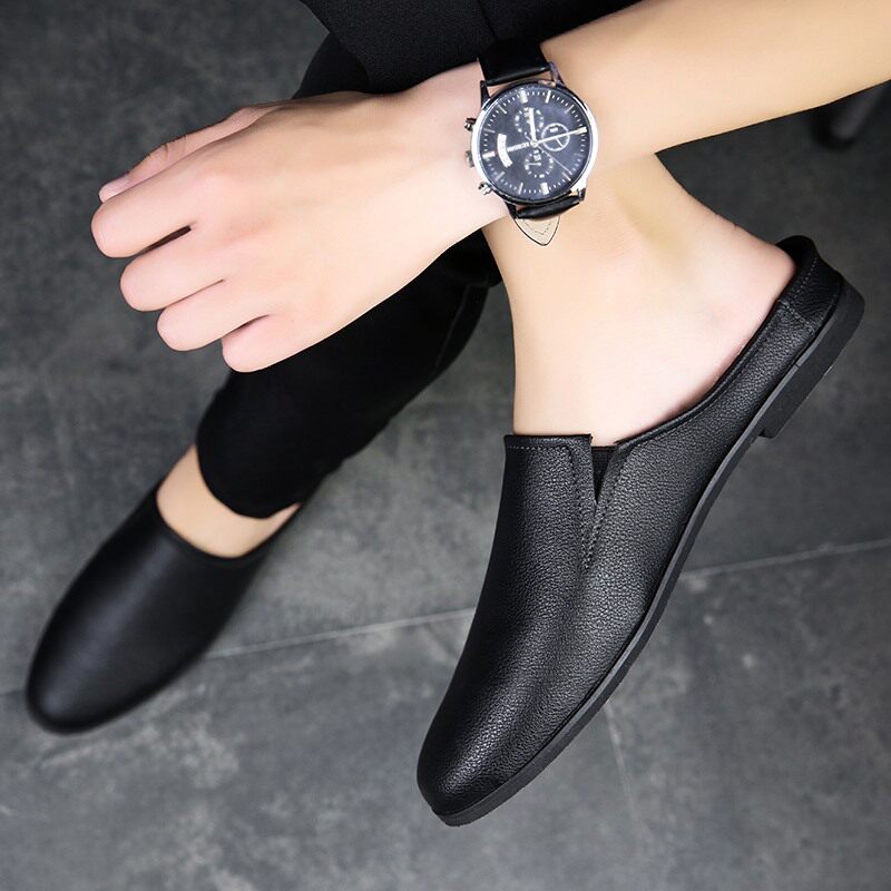 2022 new pattern man leather shoes Baotou slipper Trend Semi slipper Korean Edition Lazy shoes Heel shoesin the Men's Shoes, slipper, Baotou tow category - from Buy2taobao.com to provide professional Taobao agent buy service
