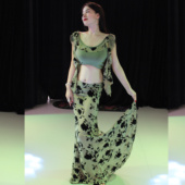 悦梦风璐肚皮舞鱼尾裙长裙团服班服套装 性感显瘦练功服表演服