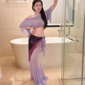 悦梦风璐肚皮舞新款 演出服班服气质练功服显瘦初学鱼尾裙大摆 套装