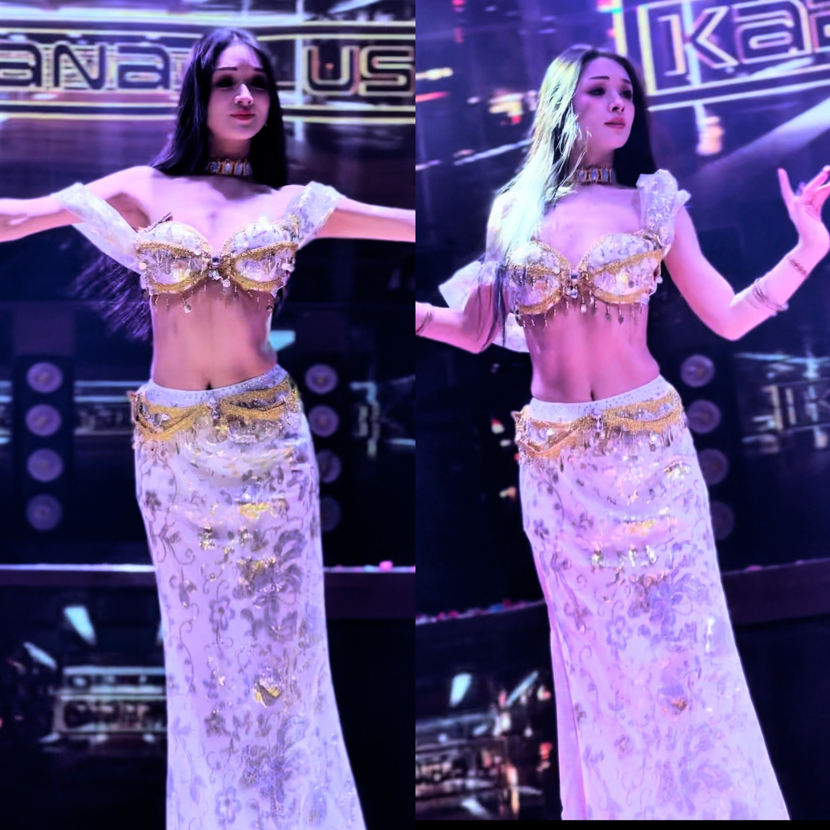 悦梦风璐肚皮舞新款套装演出服班大码性感气质白色仙女埃及公主