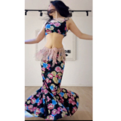 性感气质仙女练功服印花 演出服班服大码 悦梦风璐肚皮舞新款 套装