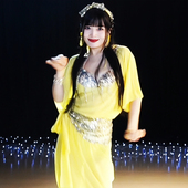 悦梦风璐肚皮舞新款 演出服班服黄色袍子练功服初学者民俗 套装