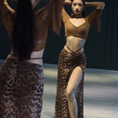 悦梦风璐肚皮舞新款 套装 演出服班服性感气质练功服豹纹鱼尾裙初学