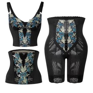 璐比蝴蝶之翼银纤维身材管理器长文胸腰夹拉链束裤银离子美体